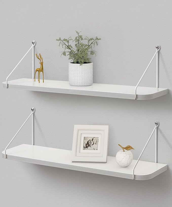 Afuly White Floating Shelves, 24 inch Long Shelves