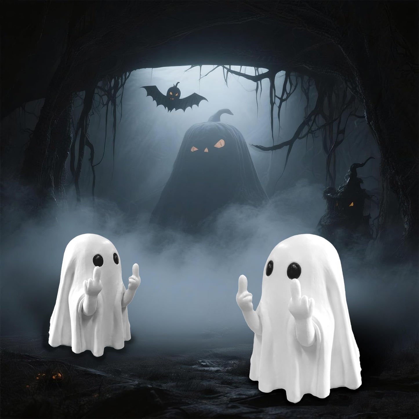 Funny Ghost Toilet Bolt Covers Decorative Toilet Screw Cover Caps, Toilet Caps for Bottom of Toilet, Halloween Cute Toilet Bowl Bolt Covers for Bathroom Decor, Cute Halloween Decor,2-Pack (White)
