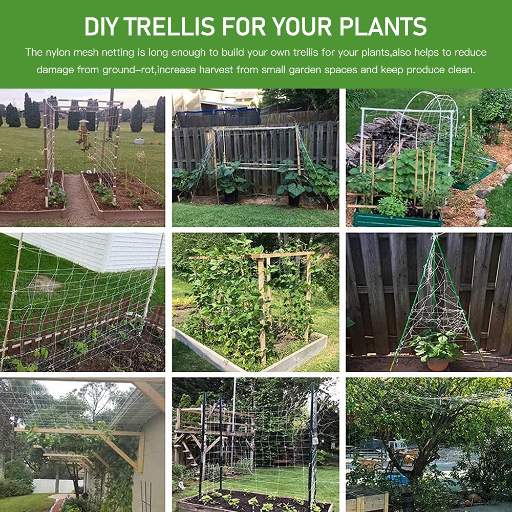 Trellis Netting, CANAGROW Heavy-Duty Garden Plant Trellis Netting for Climbing Plants, Outdoor Indoor Grow Net for Beans Tomatoes Peas Pumpkin Flowers, 6x30ft, 1 Pack