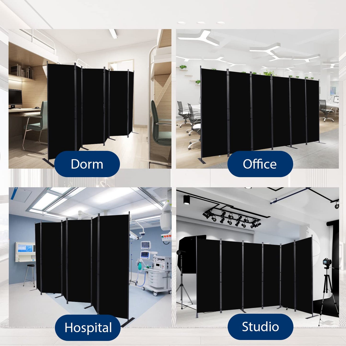 Room Divider and Folding Privacy Screens, 6 Panel Wide Room Divider Wall Screen for Room Separtition, Partition Room Dividers Fabric Panel Wall Dividers Freestanding for Office, Bedroom, Studio Dorm
