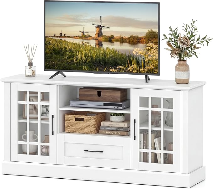 Giantex Farmhouse TV Stand for 65/70 Inch TV, Tall Entertainment Center