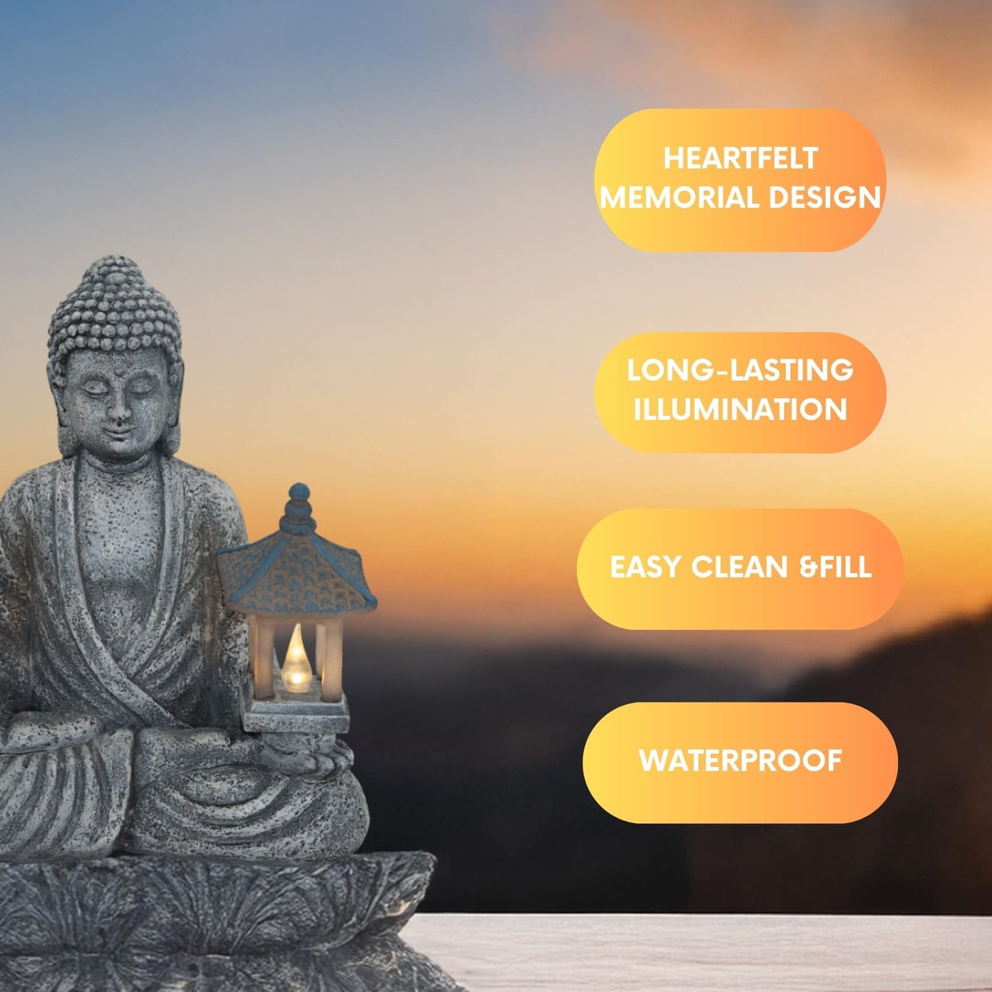 Dcmkimilv Buddha Outdoor Solar Figurine Decor Light, Meditation Small Elegant Garden Statues, Gifts for Mom, Halloween Dรฉcor Waterproof Patio Balcony Yard Lawn Ornament 8.66โ