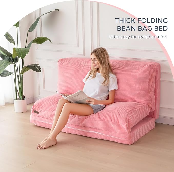 MAXYOYO Folding Sofa Bed, Extra Thick and Long Floor Sofa Convertible Sleeper