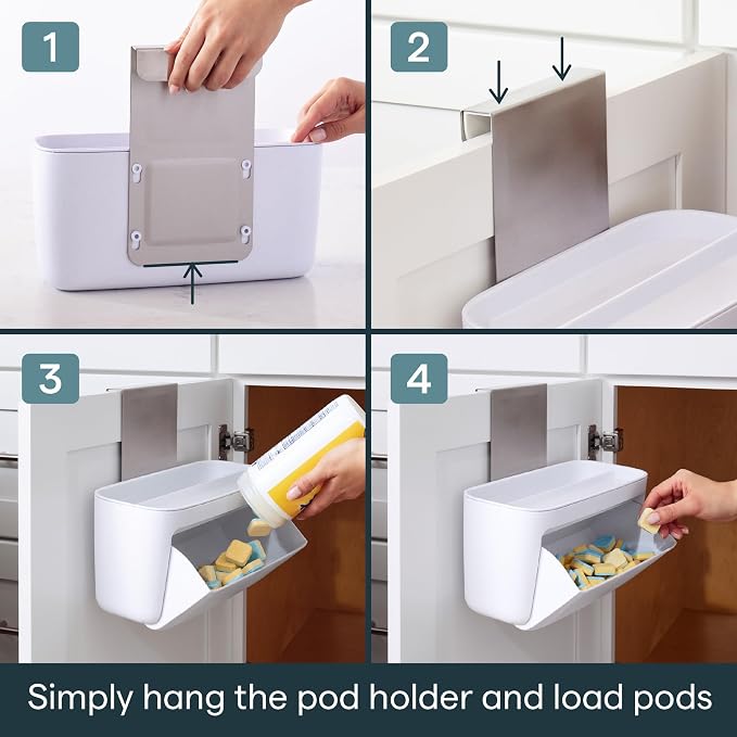 YouCopia DoorStash Dishwasher Pod Holder, Cabinet Door Storage Container
