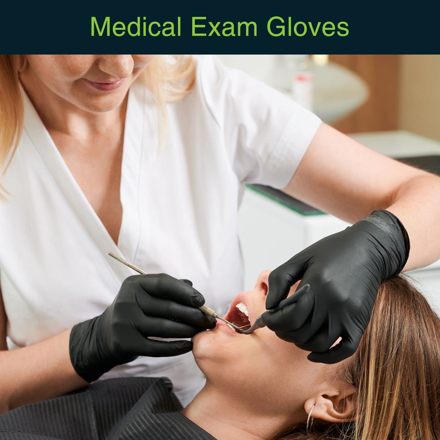FifthPulse Black Vinyl Disposable Gloves Medium 50 Pack - Latex Free, Powder Free Medical Exam Gloves - Surgical, Home, Cleaning, and Food Gloves - 3 Mil Thickness