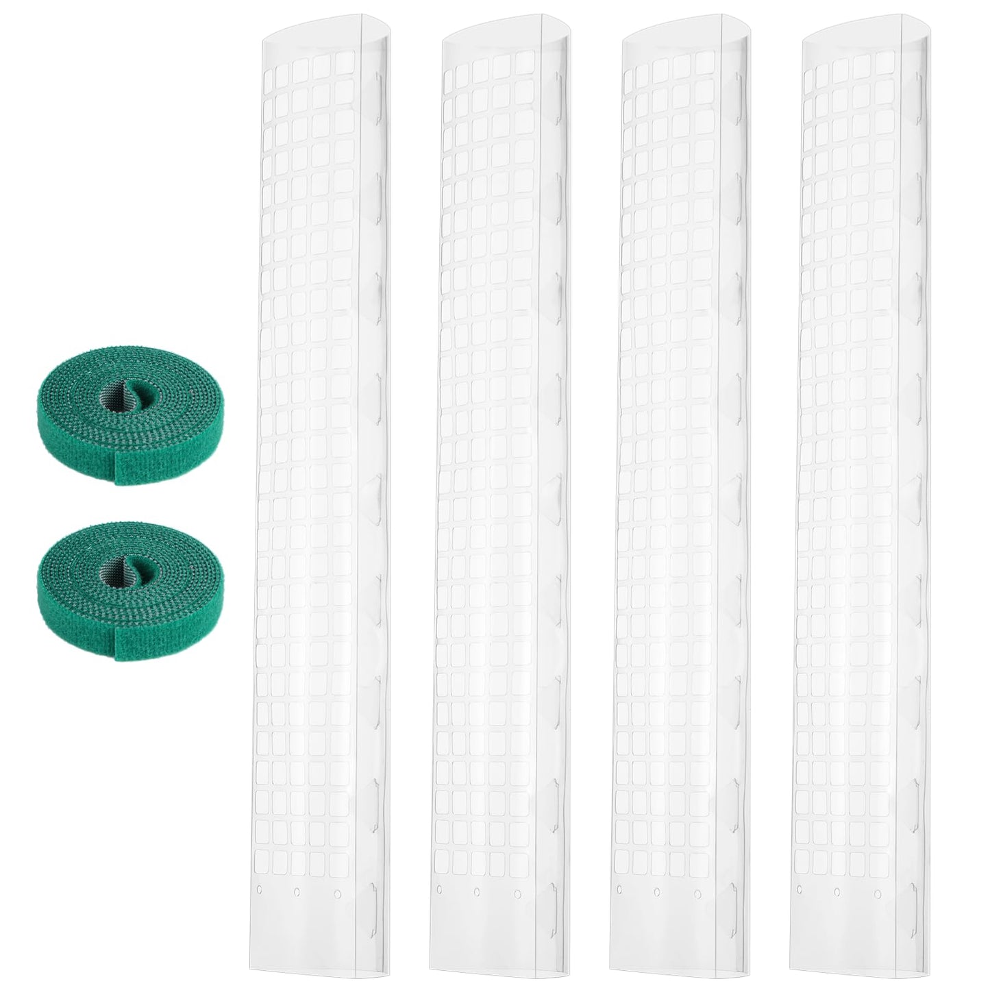 FunPa 4 Pcs Plastic Moss Poles, 24″ Clear Sphagnum Moss Sticks for Indoor Climbing Plants, Stackable Hollow Plant Supports with 10ft Ties, Plant Moss Poles for Monstera, White
