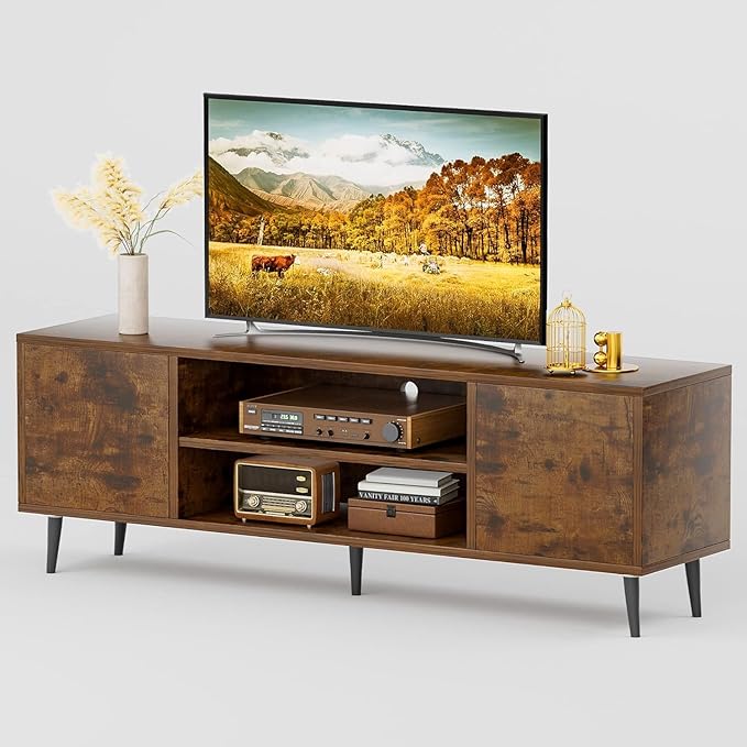 JUMMICO TV Stand for 65 Inch TV, Mid Century Modern TV Stand, Entertainment