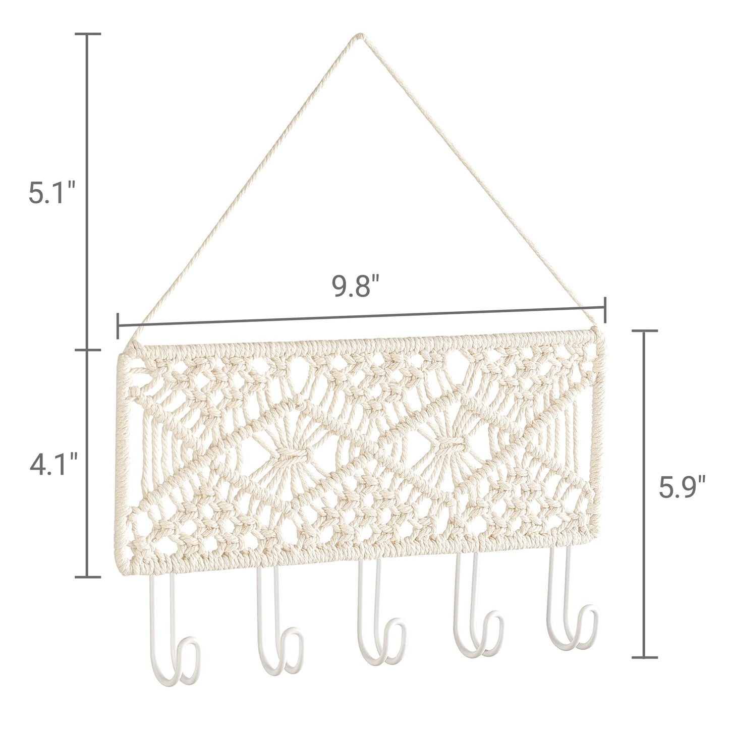 Mkono Macrame Hanging Shelves Key Holder Boho Wall Decor