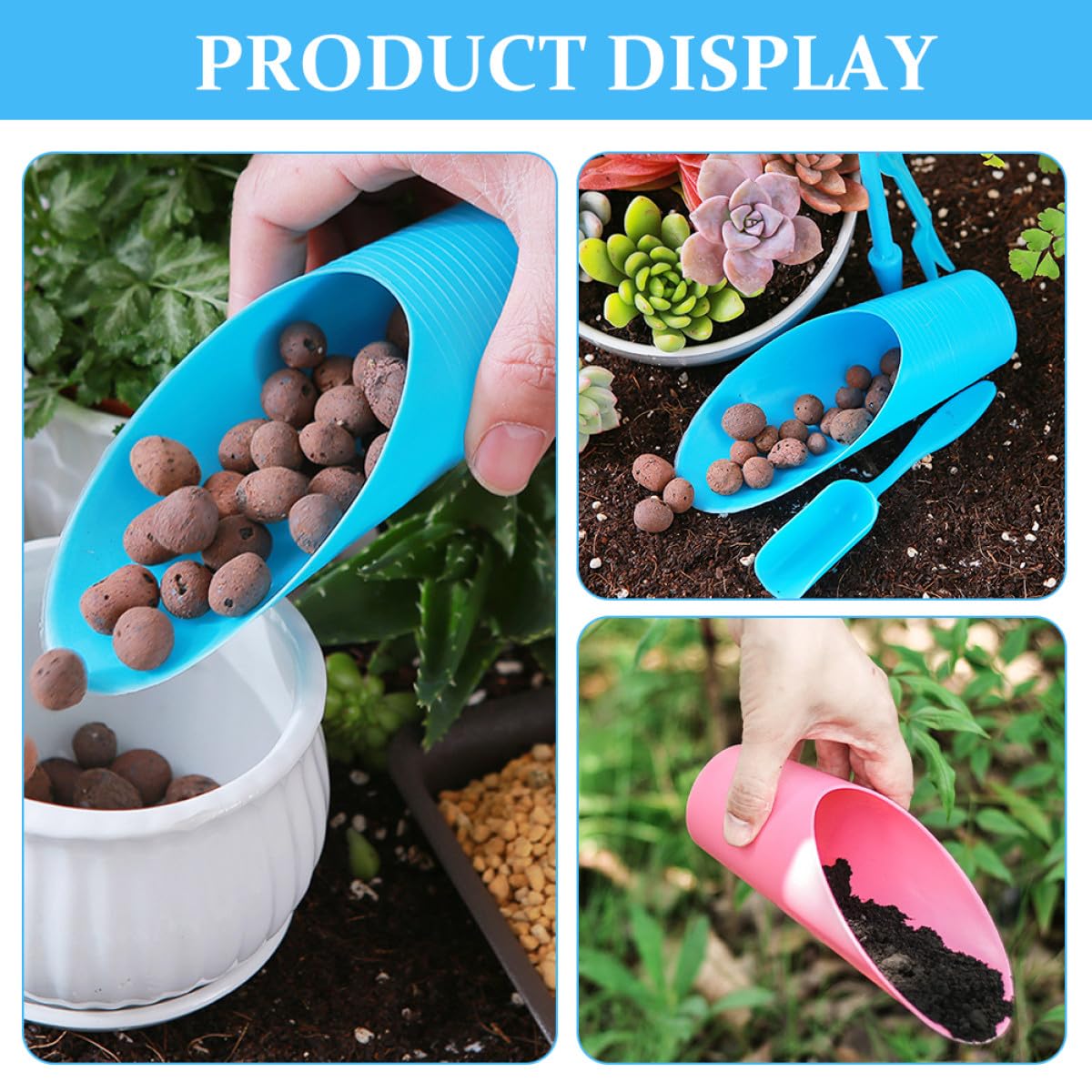 DIYEAH 5pcs Plastic Soil Dig Shovel Set for Gardening and Bonsai Planting Multi-Color Lightweight Soil Scoops for Potted Plants