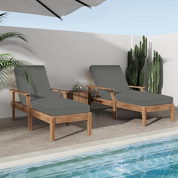 Chaise Lounge Cushions Outdoor, 4 Adjustable Ties Lounge Chair Cushions