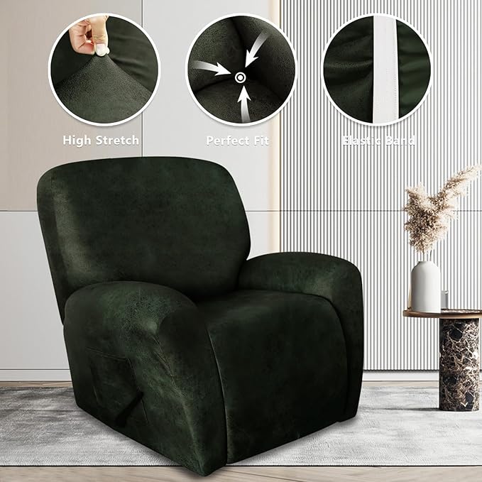 ANARACHON Recliner Chair Covers Leather Like, 4 Pieces Recliner Cover