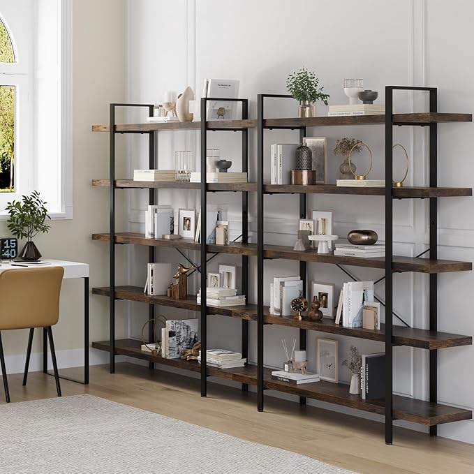 OtterOasis Heavy Duty 5-Tier Industrial Bookcase, 120lbs Shelf Capacity