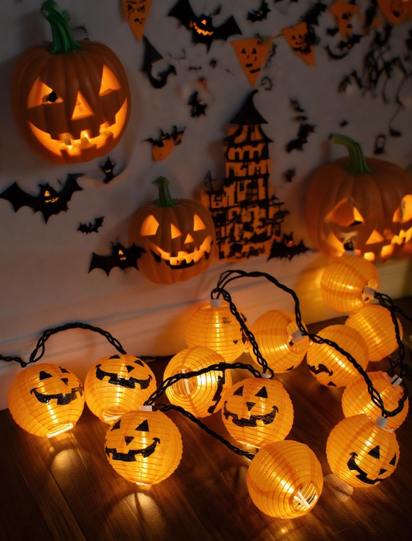 Adirxon Charming Halloween Christmas Pumpkin Lantern Lights, 12ft 20 LED UL Certified String Lights, Unique Fabric Jack o' Lanterns for a Whimsical Indoor & Outdoor Party Glow