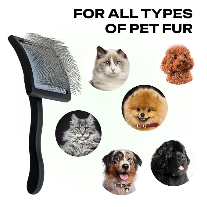 Natural Wooden Grooming Brush for Pets β Long Metal Pins Slicker for Dogs & Cats