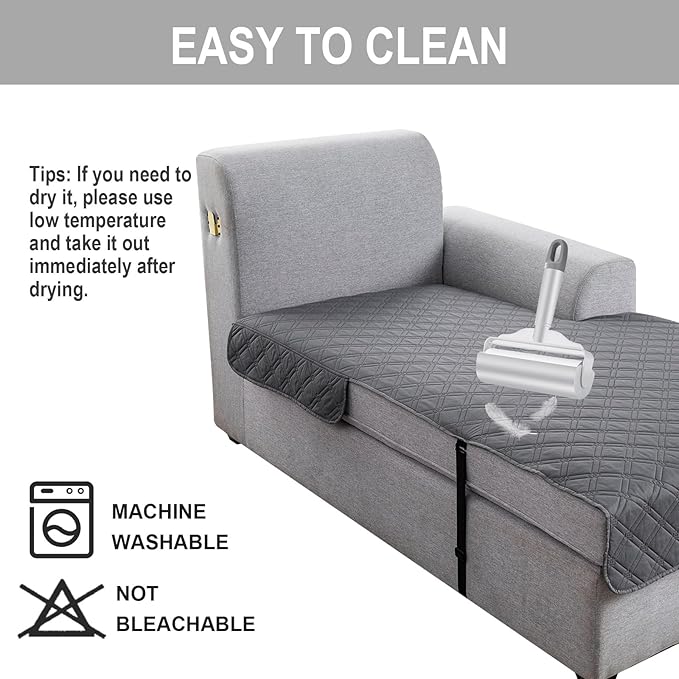 Genina L Shape Couch Cover, Sectional Couch Chaise Covers, Waterproof Washable