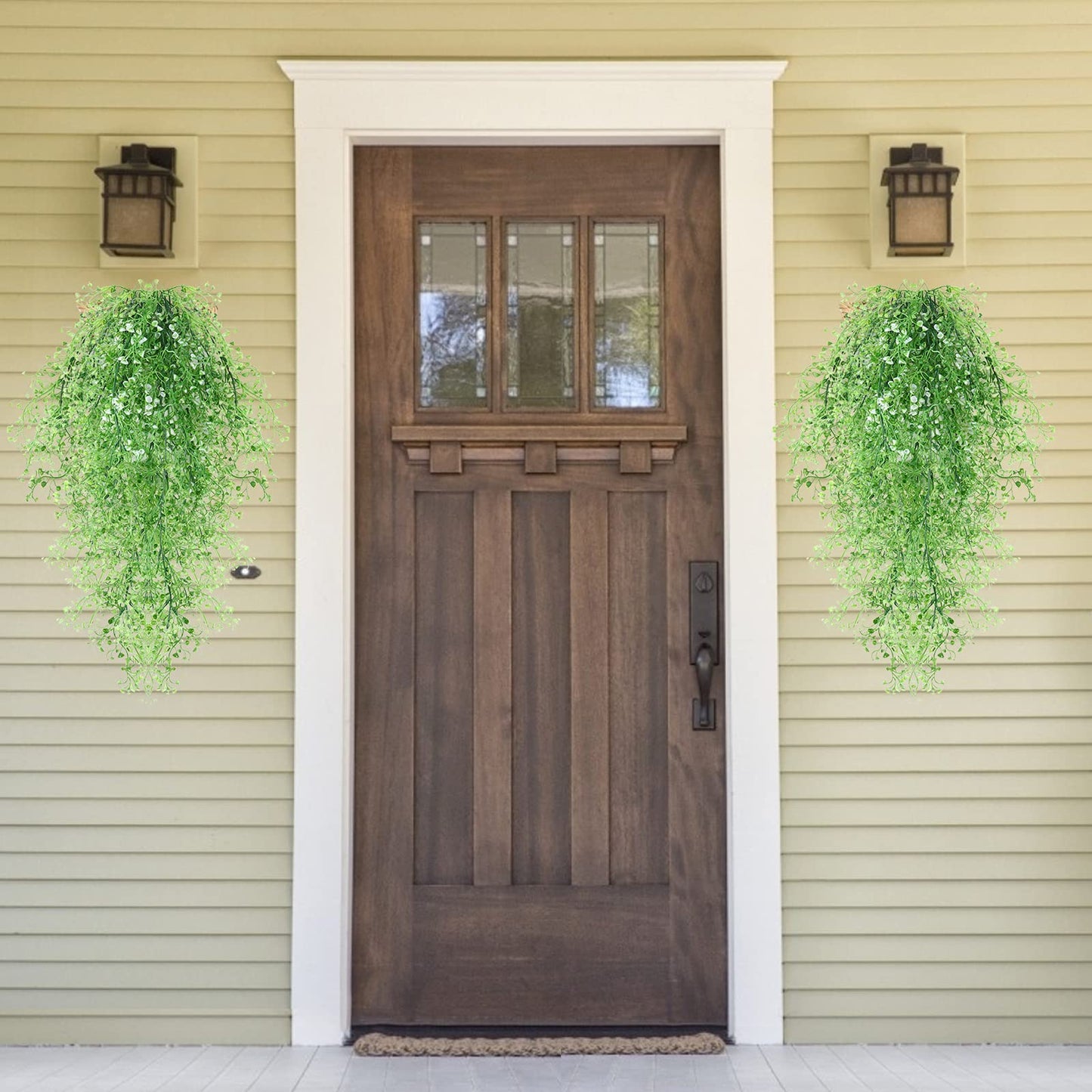 RECUTMS Fake Hanging Plants Artificial Ferns for Outdoor Hanging Faux Plants Vine Ivy Faux Fern Hanging Vines Wall Plants for Home Garden Party Wedding Decor (White 4P)