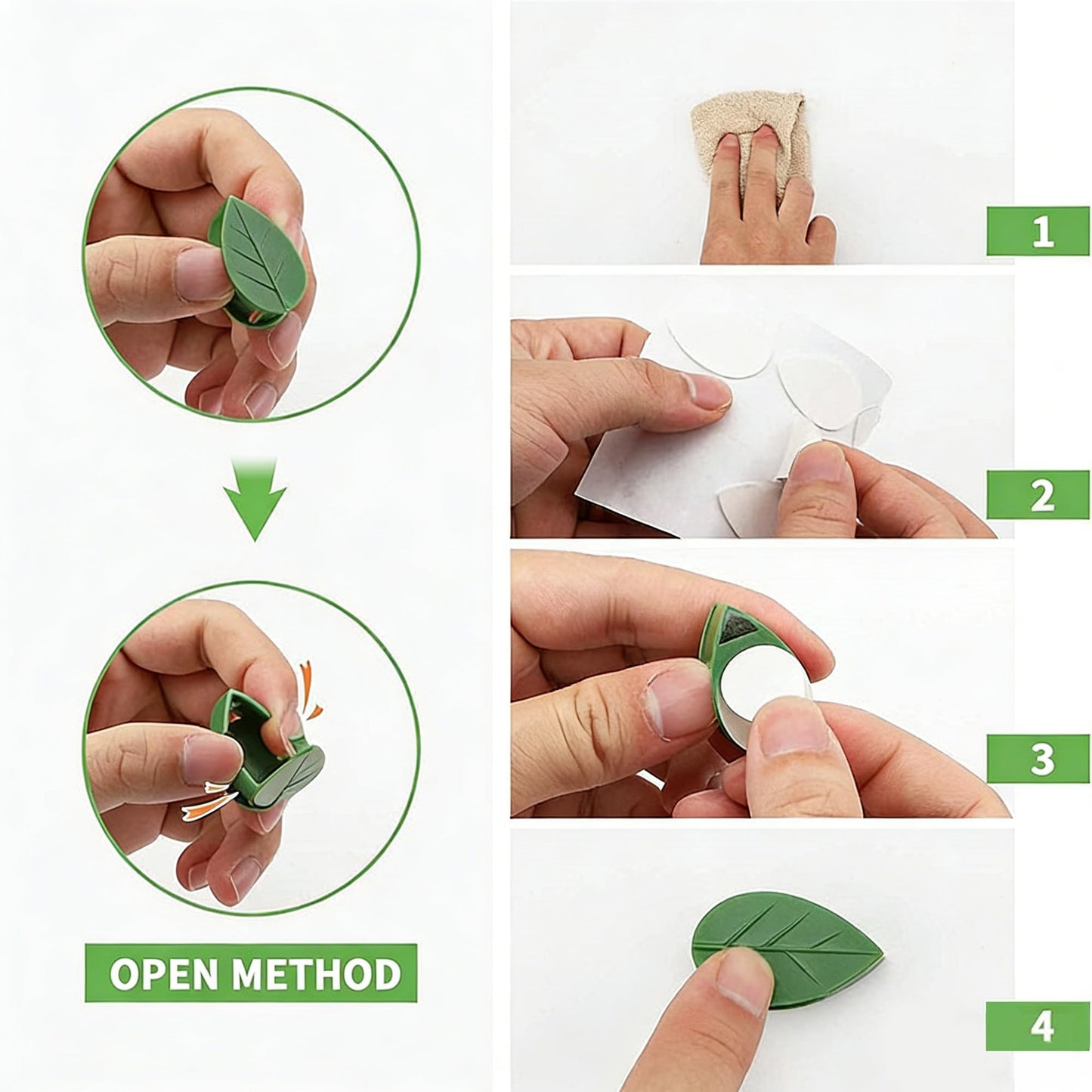 Odetina 2026 New Plant Clips for Climbing Plants, 10 Pcs Green Leaf Shaped Self-Adhesive Plant Wall Clips, Plant Climbing Wall Fixture Clips for Vine Support, Wall Plant Holder & Cable Organization