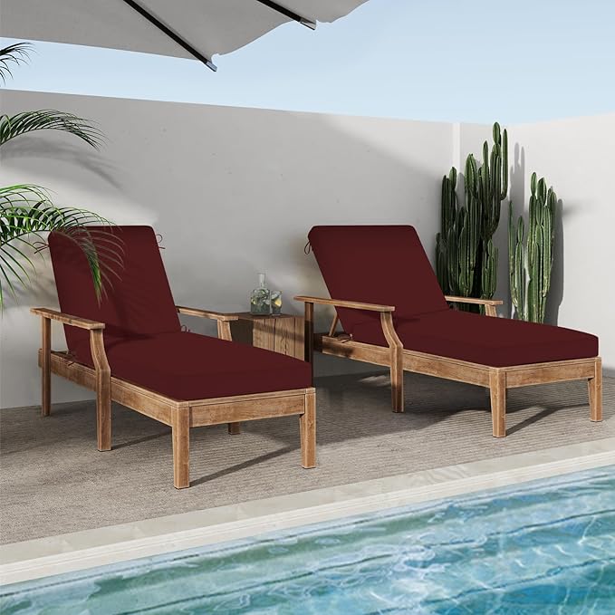 Chaise Lounge Cushions Outdoor, 4 Adjustable Ties Lounge Chair Cushions