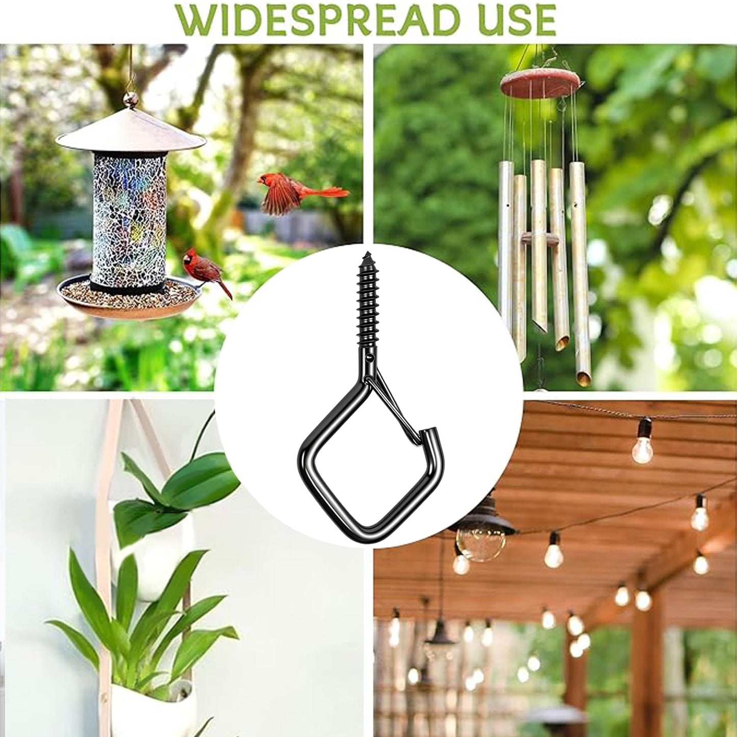 Emiluil 42 PCS Metal Black Eye Screw Hooks for Hanging Heavy Duty.Windproof Ceiling Hooks for Hanging Plants,Cup,Wind Chime,Bird Feeders,Christmas String Lights at Indoor&Outdoor 2.2 Inch