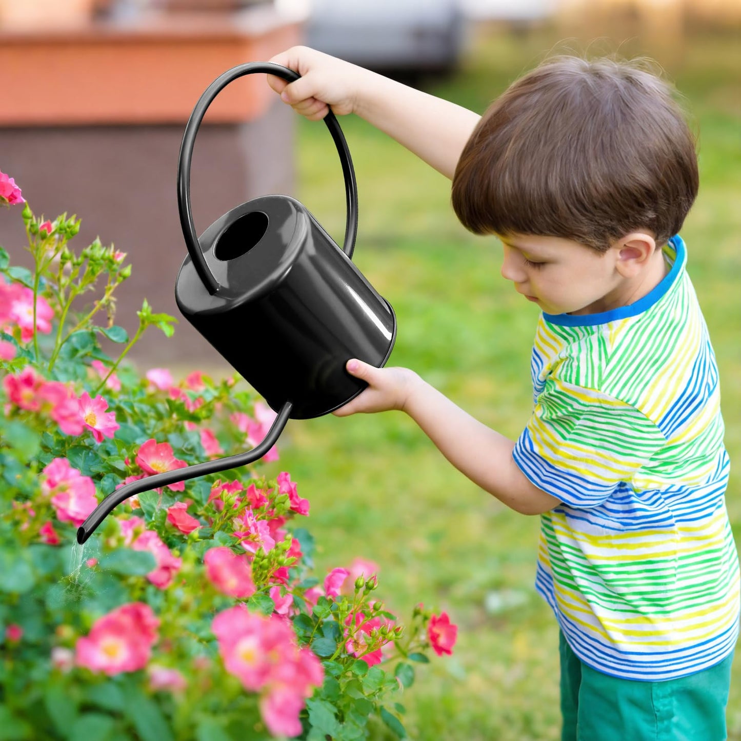 Plant Watering Can, 50 oz / 1500 ml Stainless Steel Metal - Modern Decorative with Long Spout for Indoor Potted Plants, Bonsai, Garden Flowers, Black