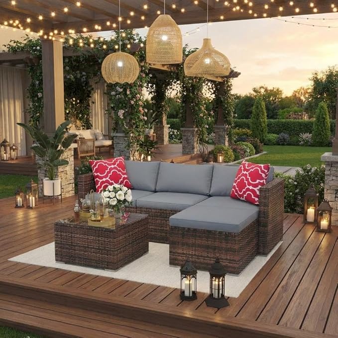 5 PCS Outdoor Sectional Sofa Set, Outdoor Patio Set Sectional Sofa, All-Weather