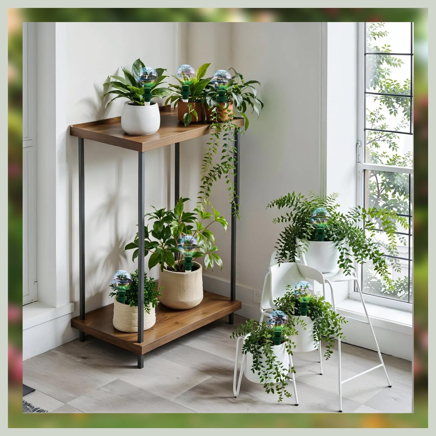 Floreevo 4 Pack Glass Self-Watering Globes for Plants, 6oz Automatic Plant Waterer Bulbs with Terracotta Slow Release Spikes, Vacation Indoor Outdoor Houseplant Watering Devices