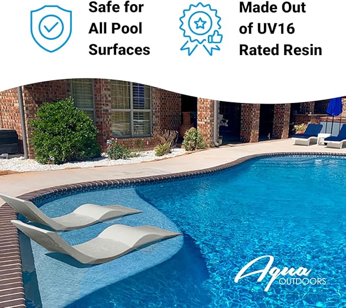 Aqua Outdoors - in-Pool Chaise Lounger - Inside Pool & Sun Shelf Lounge Chair -