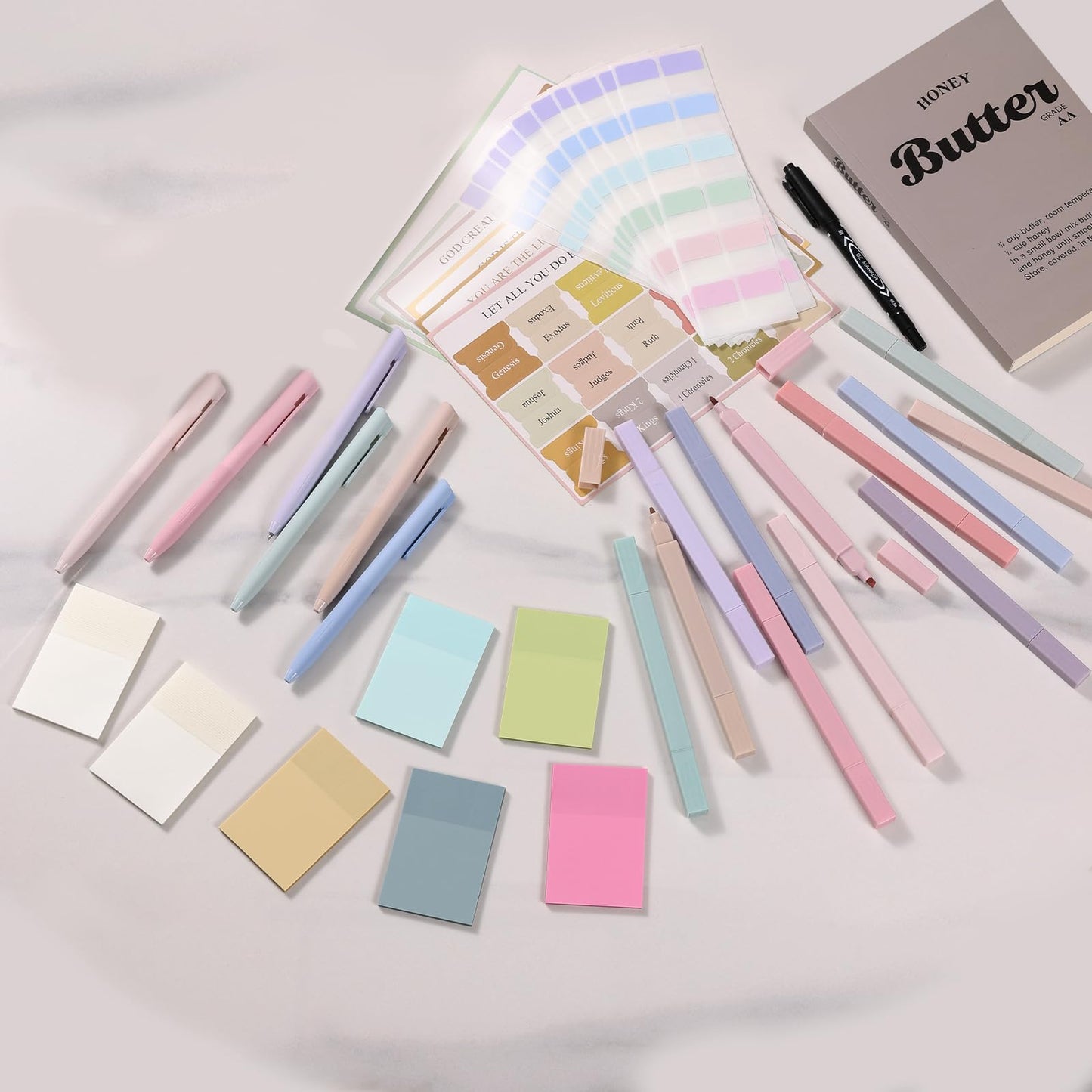 XKDOUS 44 Pcs Bible Study Supplies Journaling Kit for Women, Bible Study Kit Includes Highlighters, Pens, Tabs, Sticky Notes & More for Journaling. Great for Note-Taking, Enhancing Scripture Study