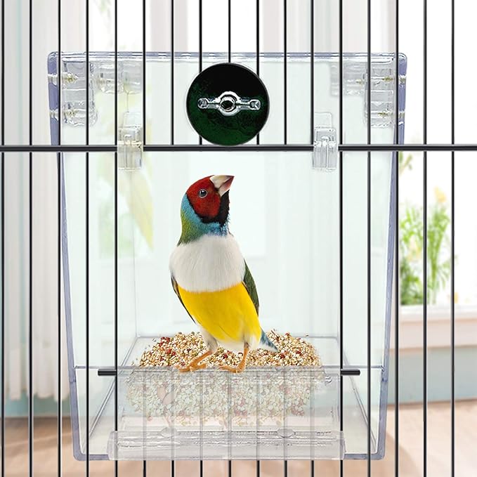 PINVNBY Bird Bath Box,Parrot No-Leakage Bathtub for Cage Hanging Tube Shower Box Cage Accessory with Water Injector and Balls Toys for Small Pet Birds Canary Lovebirds Budgies(6 Pcs)