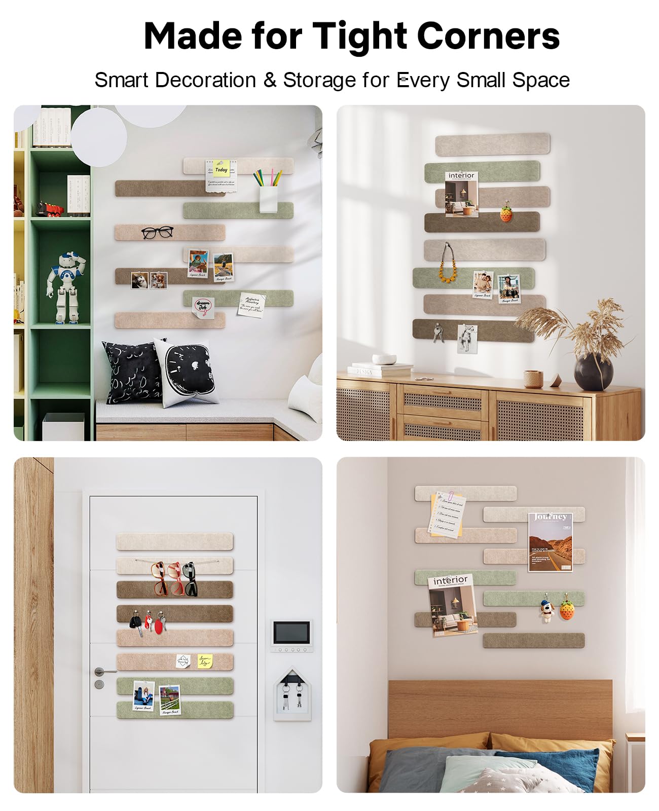 Small Cork Bulletin Board Tiles, Felt Wall Decor and Office Desk Accessories for Vision, Message Center, Picture and Prayer Board, Dorm, Room, Home Office Essentials and Organization(Linen Dusk)