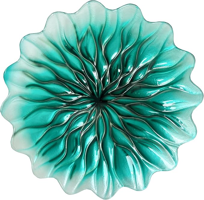 HONGLAND Bird Bath for Outside,15" Diameter Large Glass Birdbaths for Outdoors,Detachable Bird Baths Bowl with Metal Stand for Garden Patio Lawn Decor,19" Height - Green