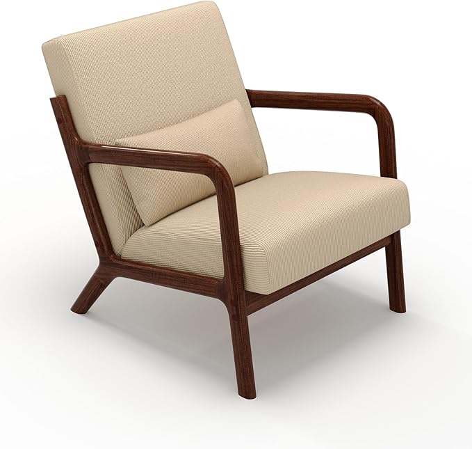 Garvee Mid-Century Modern Accent Chair, Fine Wale Corduroy Upholstery, Solid