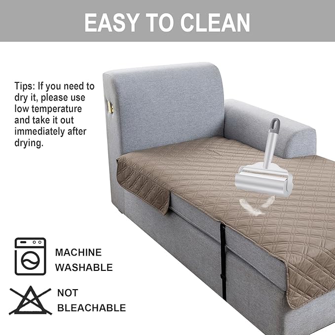 Genina L Shape Couch Cover, Sectional Couch Chaise Covers, Waterproof Washable