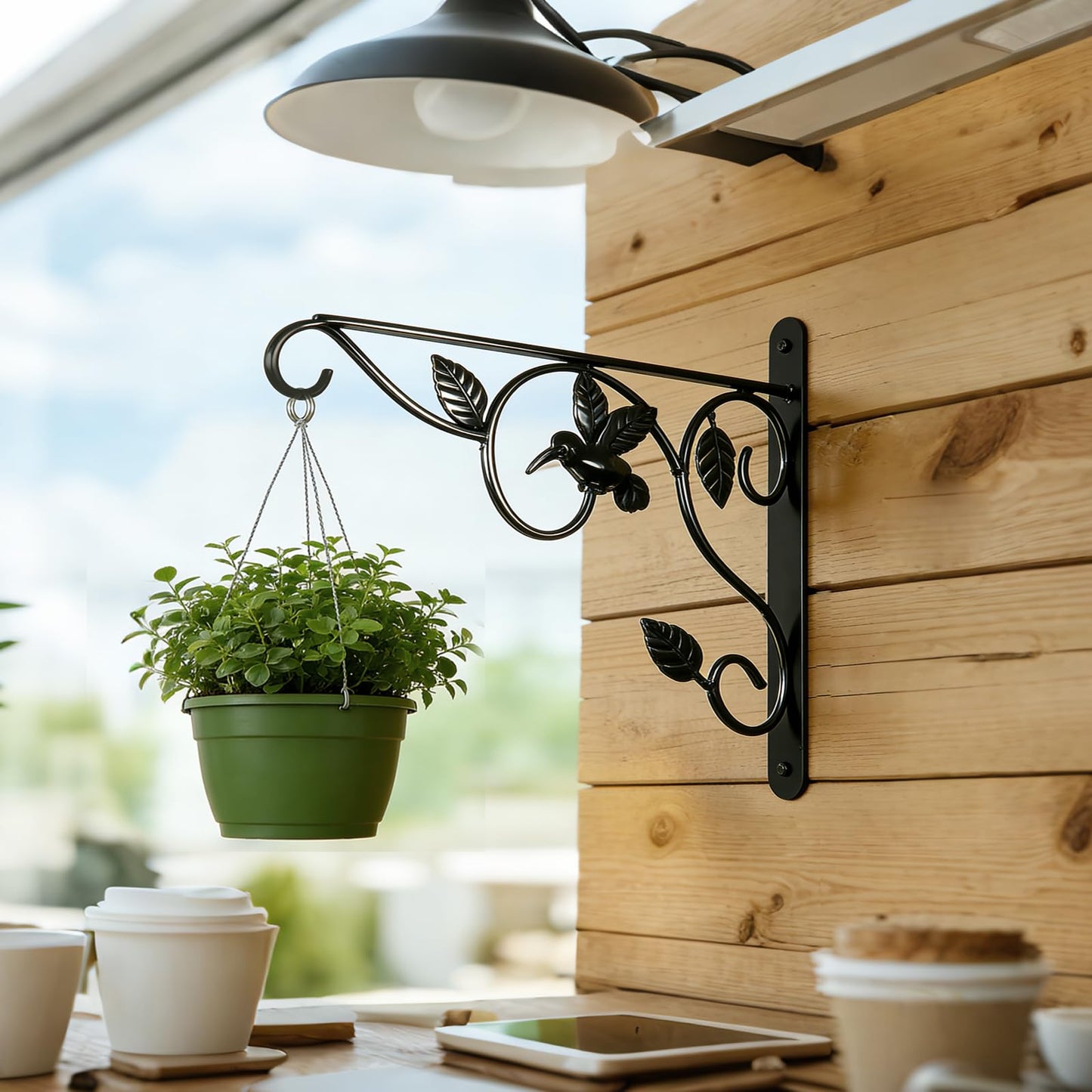 Heavy Duty Plant Hangers for Hanging - 2 Pack Metal Wall Plant Hooks Indoor Outdoor, 12 Inch Rust Resistant Plant Bracket for Bird Feeders, Planters, Lanterns, Wind Chimes - Patio, Garden, Home Decor