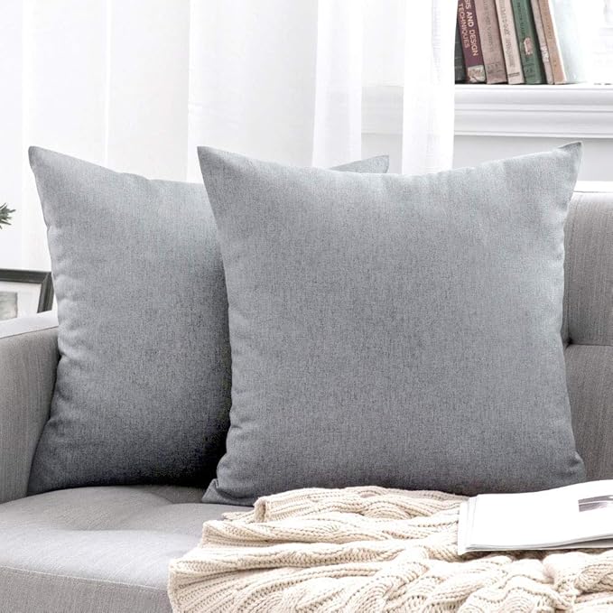 MIULEE Pack of 2 Decorative Outdoor Solid Waterproof Throw Pillow Covers Faux