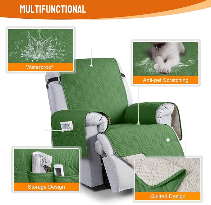 VANSOFY 100% Waterproof Recliner Chair Covers, Recliner Cover Non-Slip Dog