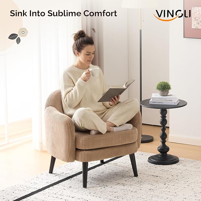 VINGLI 30.3" Wide Modern Barrel Accent Armchair