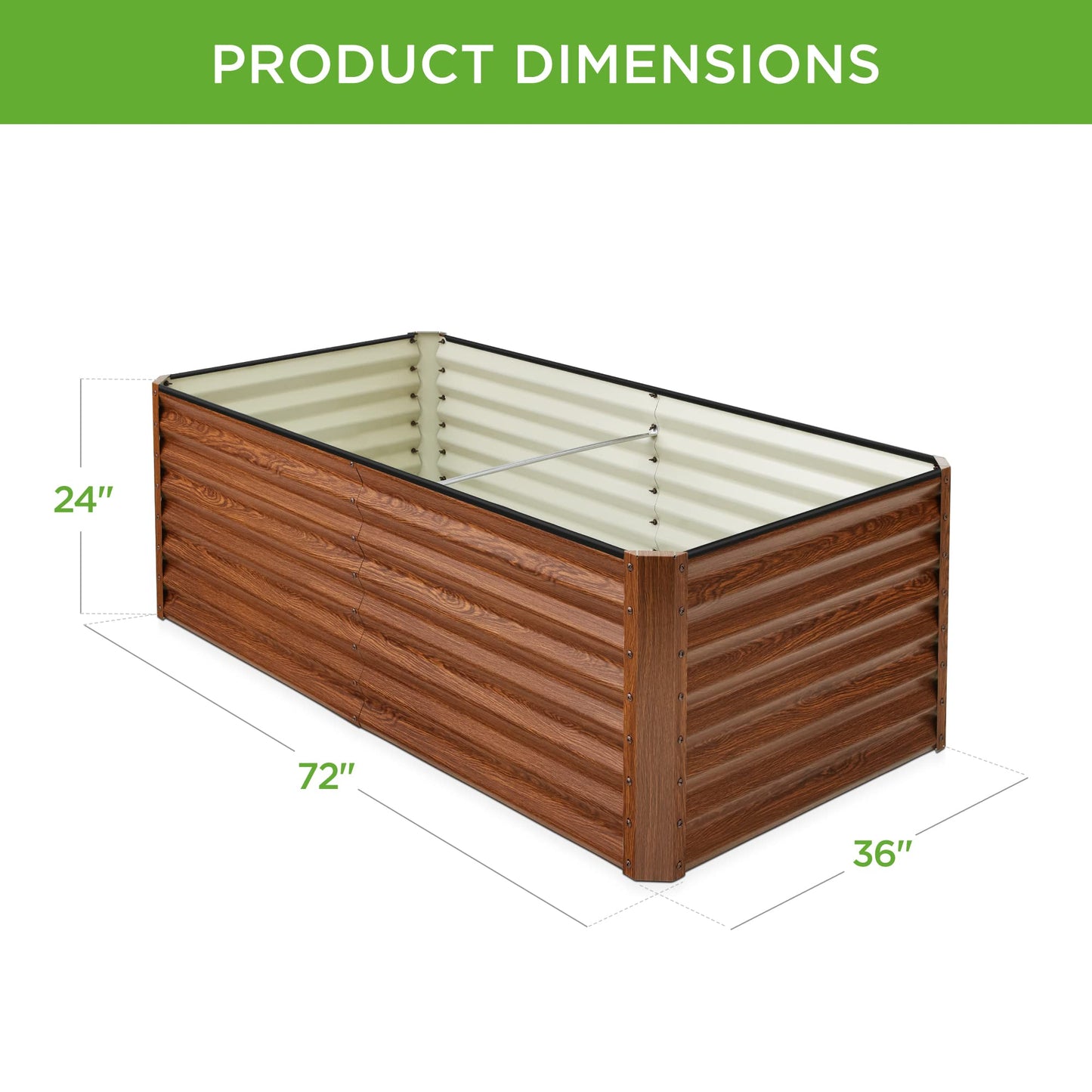 Best Choice Products 6x3x2ft Outdoor Metal Raised Garden Bed, Deep Root Box Planter for Vegetables, Flowers, Herbs, 269 Gallon Capacity, 100% Non Toxic Materials - Wood Grain