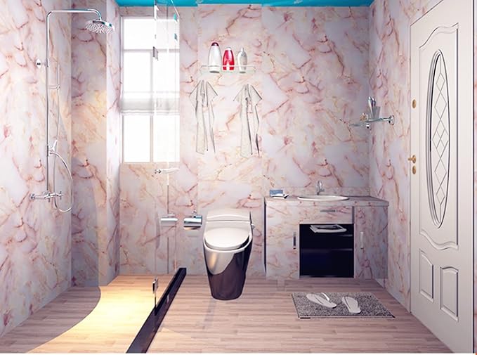 Amhao Amber Pink Granite Look Marble Effect Counter Top Film Vinyl Self