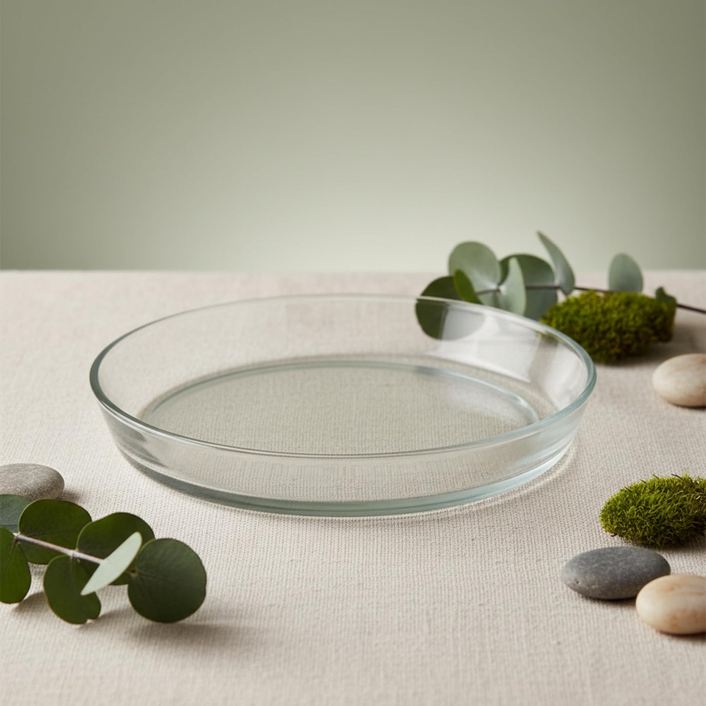 Oakestry 10" Clear Glass Plant Tray Saucer with High Rim, Multi-Use Plate for Houseplants, Terrariums, Serving, Centerpieces & DIY Décor
