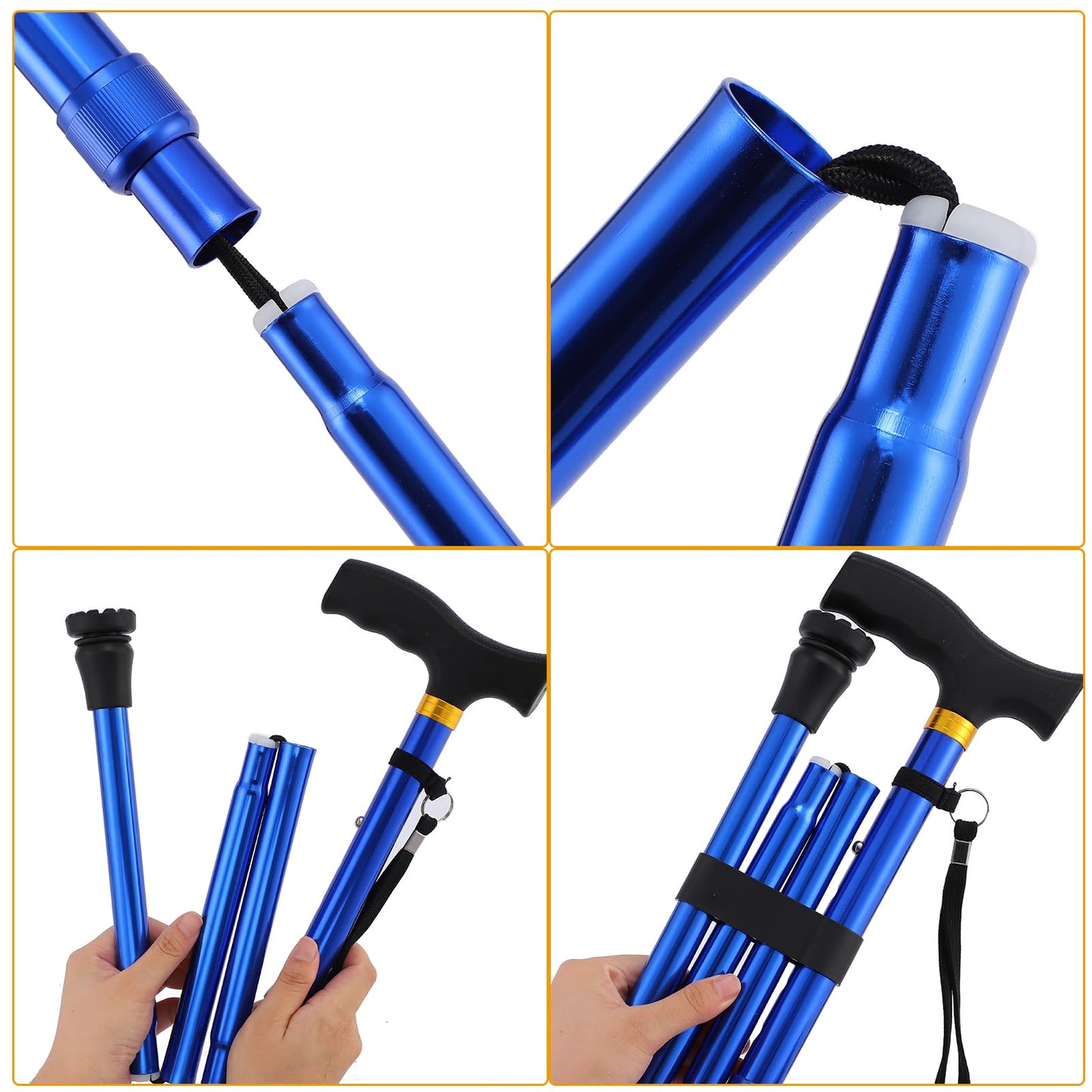 LIXIANG Walking Cane for Women for Stability Balance Folding Foldable Canes for Men Heavy Duty Collapsible Fashionable Decorative Cane Pure Blue