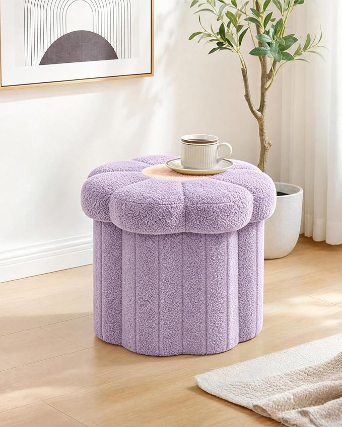 B FSOBEIIALEO Storage Ottoman Foldable, Sunflower Shaped Small Footrest