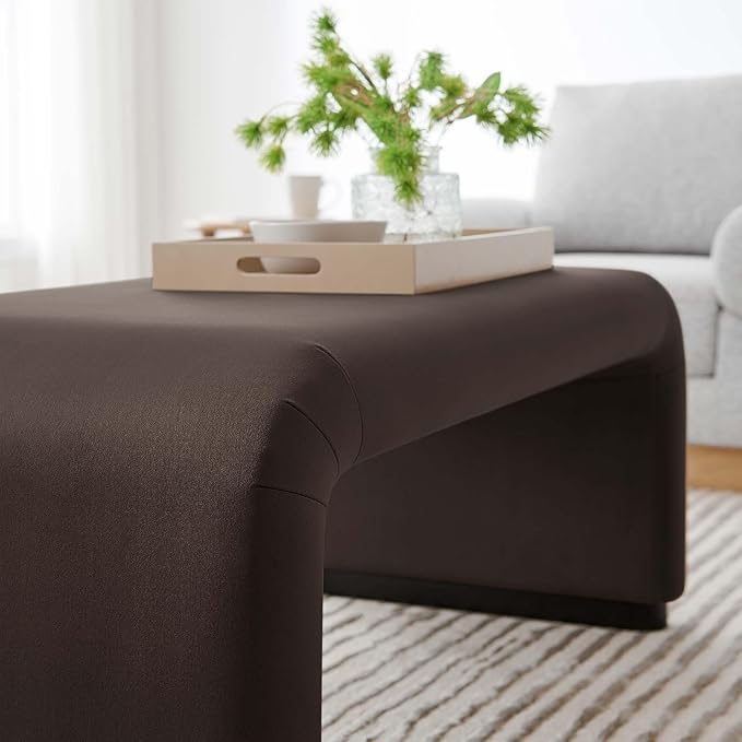 Modway EEI-6735-BLK-CHB Koda Performance Velvet Waterfall Ottoman