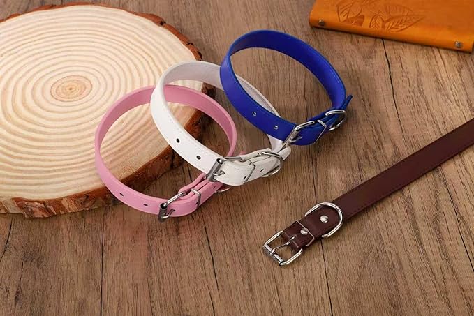 Pink Soft Leather Dog Collar for Small,Medium, Large Dog, Comfortable and Adjustable (Wide: 0.75'' for Dog's Neck: 10''~14'', Pink, M)