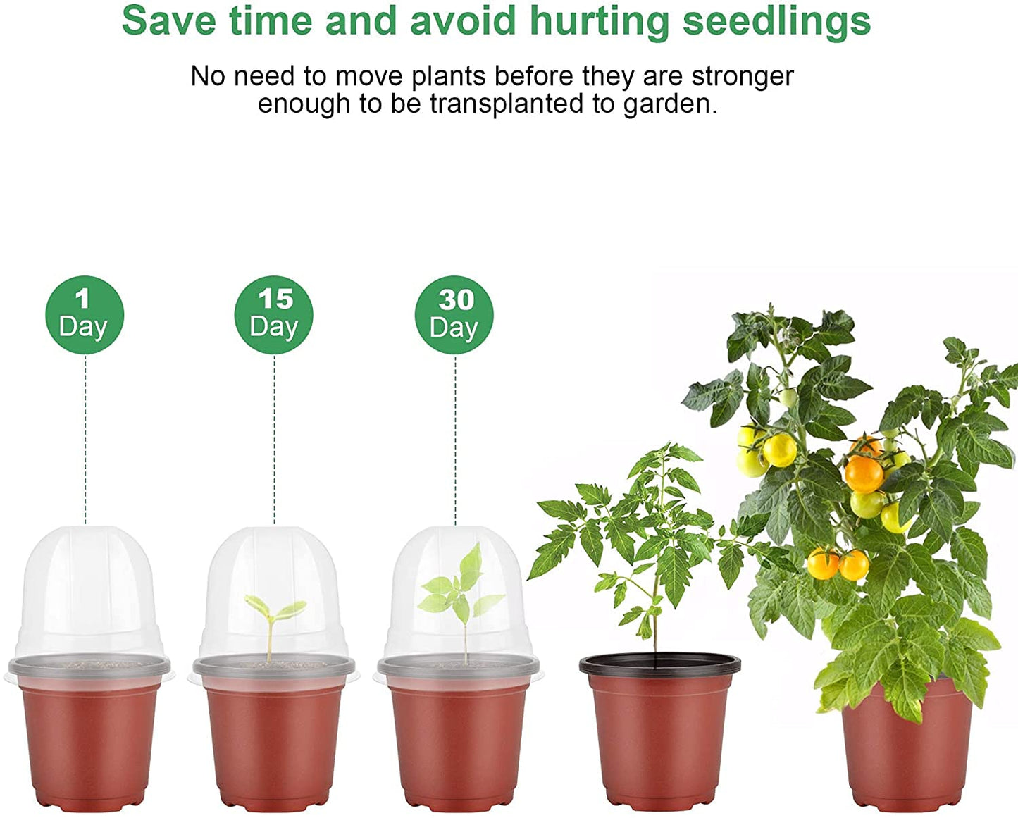 MIXC 5 Packs Seedling Trays+ 30 Packs Plant Nursery Pots with Humidity Dome