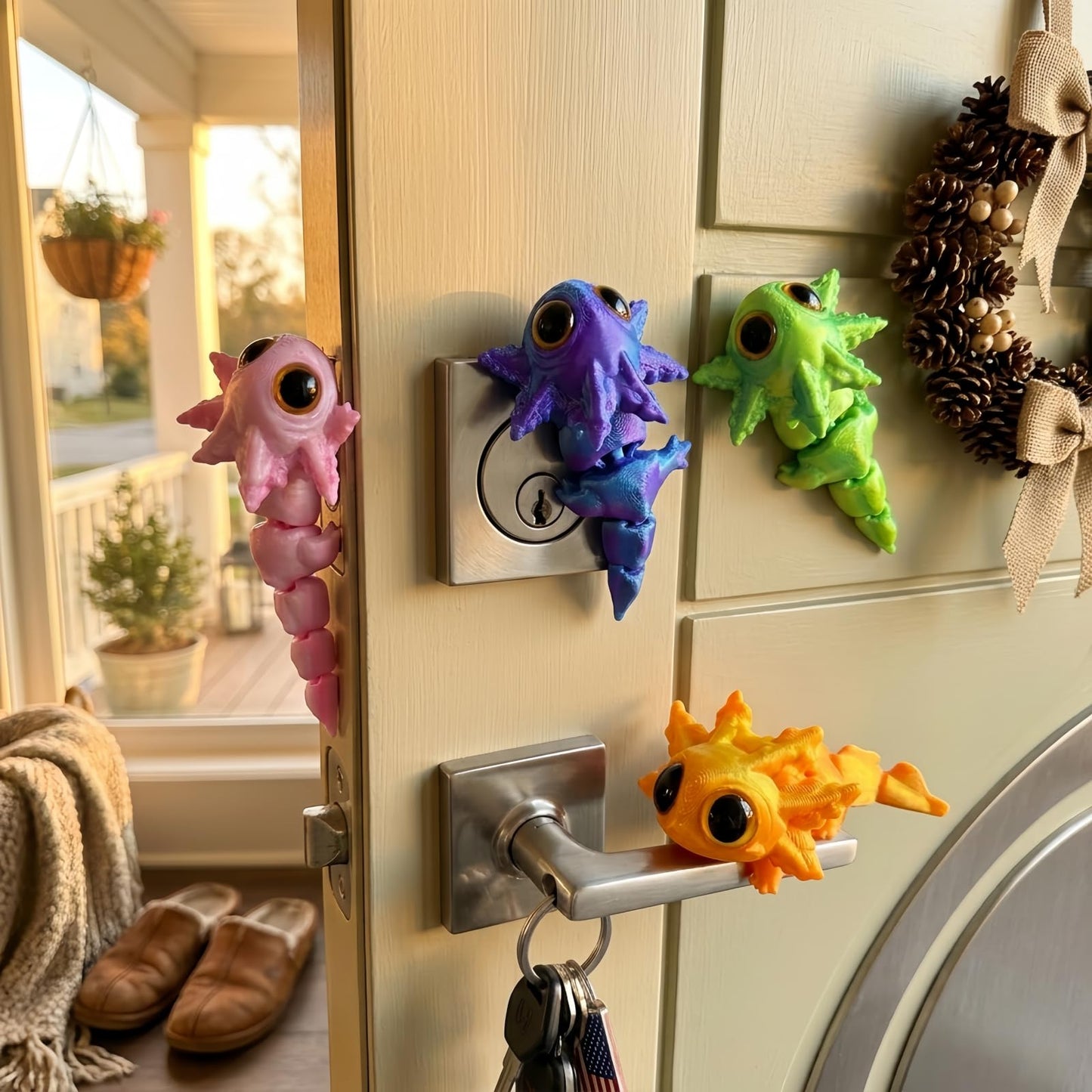 3D Printed Magnetic Axolotl Animals - 4PCS Articulated Salamander Toys for Adults, Decorative for Home, Office, Kitchen,Refrigerator, Metal Surfaces, Stocking Stuffers Bulk, Birthday Party Halloween