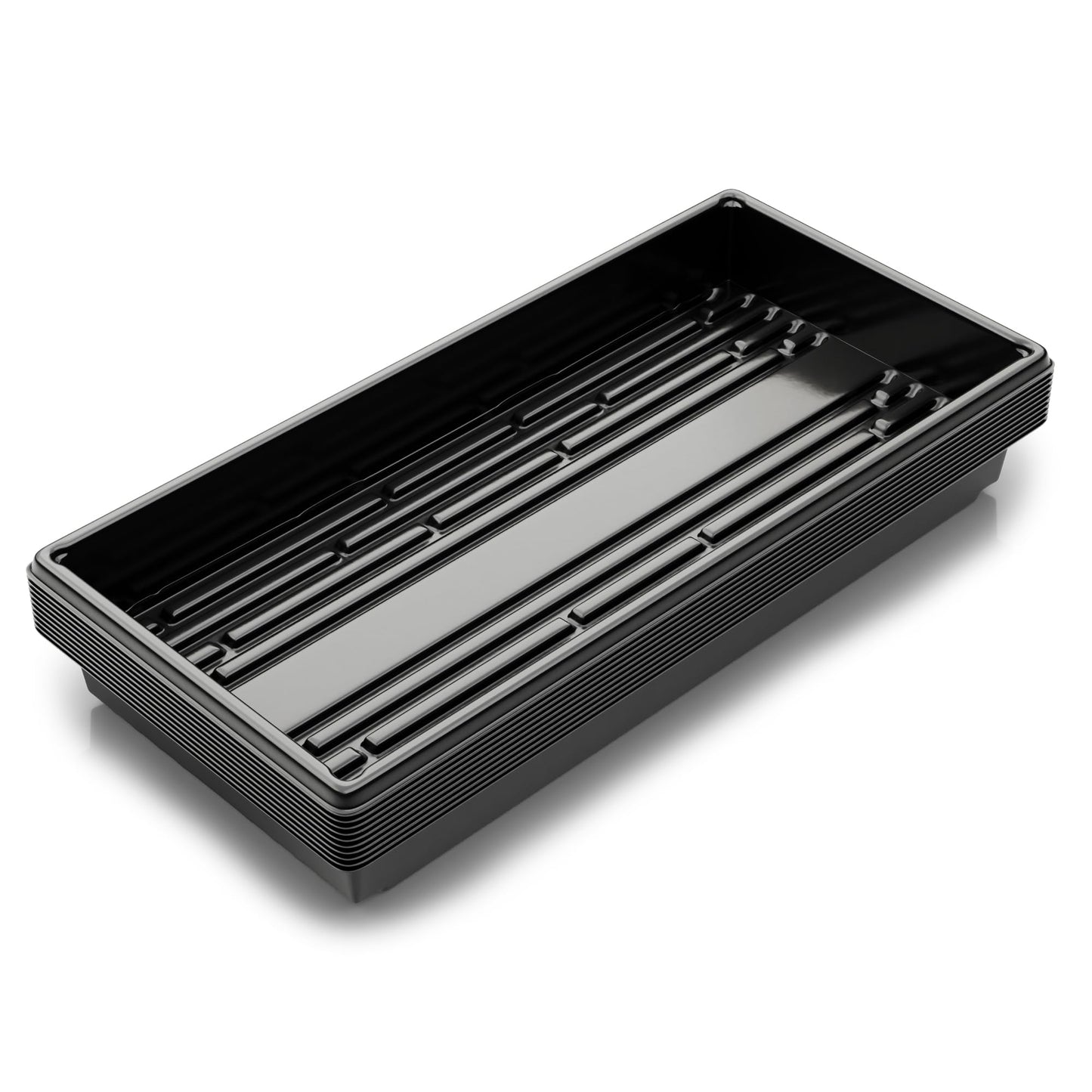 Yield Lab 10x20 Inch Black Plastic 10 Pack Plant Propagation Tray – Growing Trays for Garden, Planting, Seedling, Soil & Hydroponic Horticulture - Microgreen Trays Grow Plants - No Drain Holes