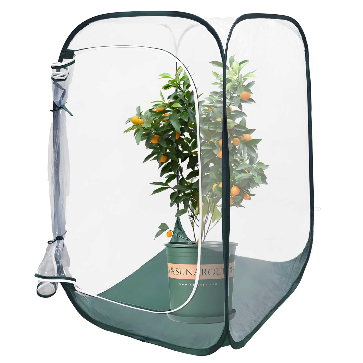 Plant Mini Greenhouse Pop up Frost Protection Enclosure PVC Clear Plant Covers with Roll-up Zipper Entry Doors, Indoor and Outdoor Gardens Protecting Plant from Cold Frost (PVC, 23x23x35in)