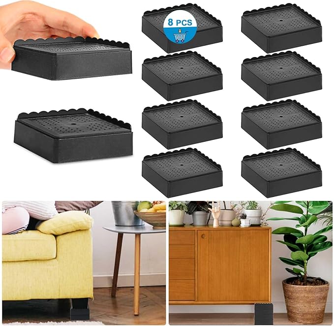 Bed Risers 1 inch, 2 inch, 3 inch, 4 inch Heavy Duty, Adjustable Furniture Riser