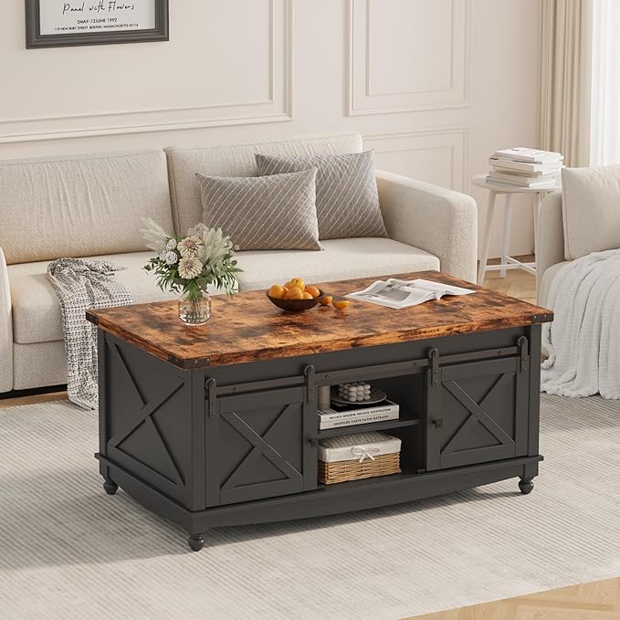 ALLSTAND 48" Farmhouse Lift Top Coffee Table